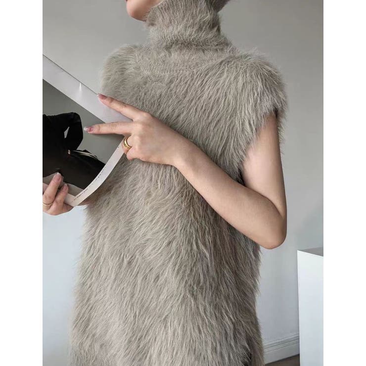 フェザーニットタートルネックプルオーバー/ノースリーブ/ベスト使い | LETee | 詳細画像7 