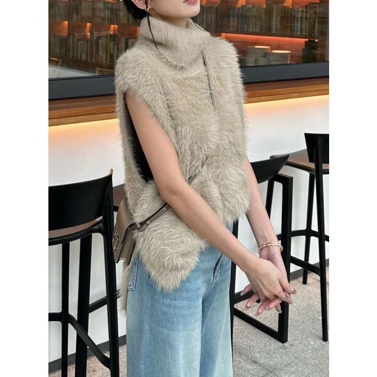 フェザーニットタートルネックプルオーバー/ノースリーブ/ベスト使い | LETee | 詳細画像8 