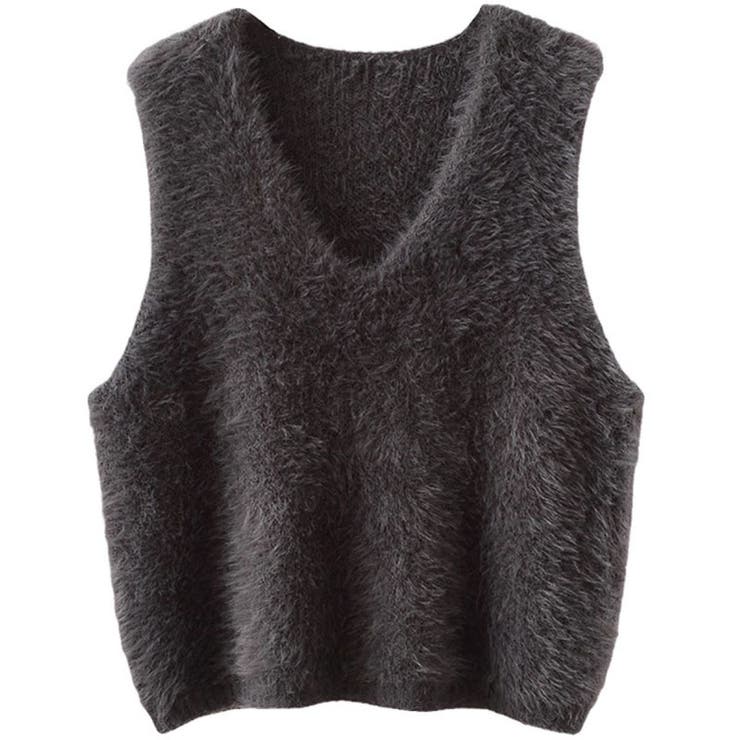 フェザーニットVネックベスト/レイヤードコーデ | LETee | 詳細画像4 