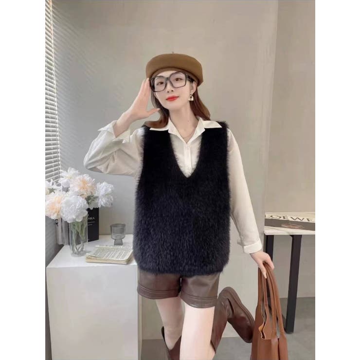 フェザーニットVネックベスト/レイヤードコーデ | LETee | 詳細画像7 