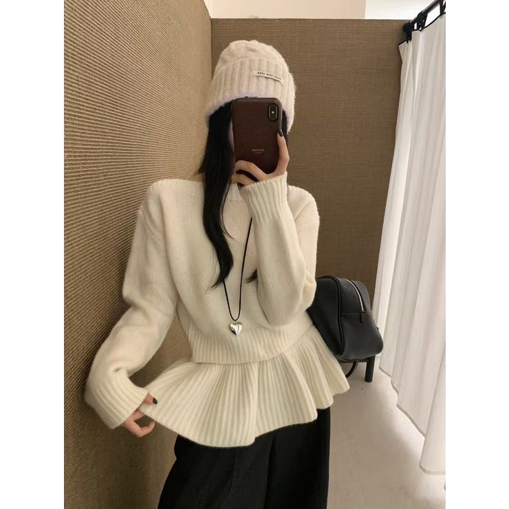 ボートネックニットプルオーバー/取り外しペプラム付 | LETee | 詳細画像2 