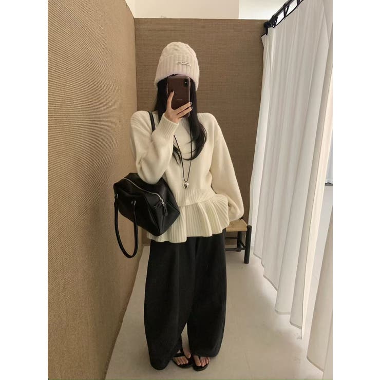 ボートネックニットプルオーバー/取り外しペプラム付 | LETee | 詳細画像3 