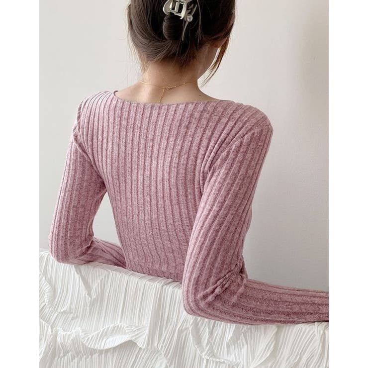 クルーネックカーディガン/折り返し衿/ジャストフィットトップス | LETee | 詳細画像13 