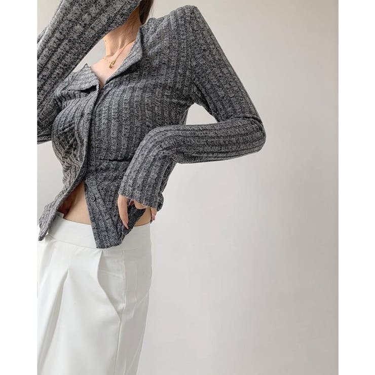 クルーネックカーディガン/折り返し衿/ジャストフィットトップス | LETee | 詳細画像17 