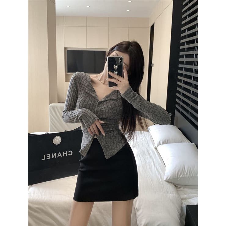 クルーネックカーディガン/折り返し衿/ジャストフィットトップス | LETee | 詳細画像19 