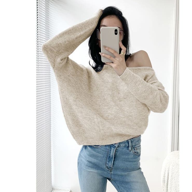 アシンメトリーネックニットプルオーバー/ドルマンスリーブ | LETee | 詳細画像8 