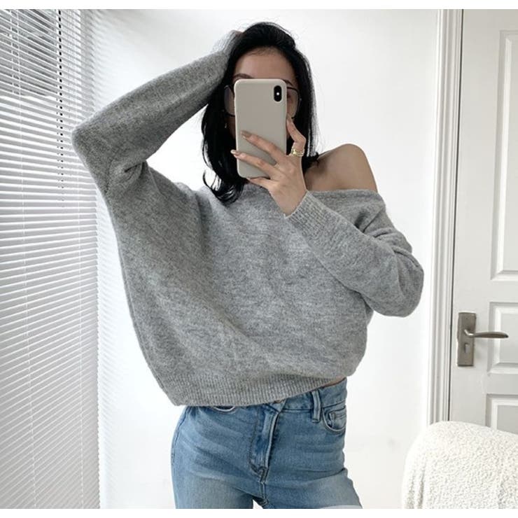 アシンメトリーネックニットプルオーバー/ドルマンスリーブ | LETee | 詳細画像4 