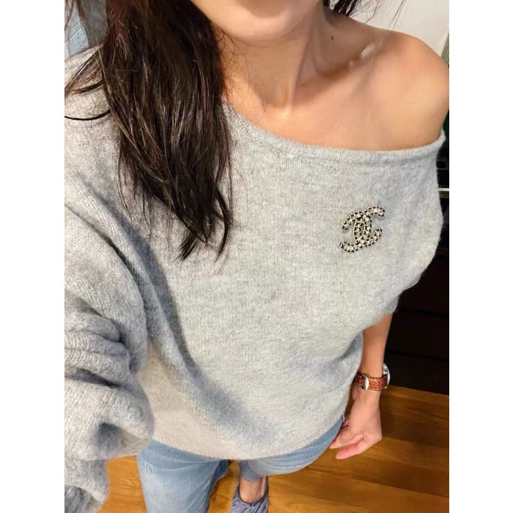 アシンメトリーネックニットプルオーバー/ドルマンスリーブ | LETee | 詳細画像6 