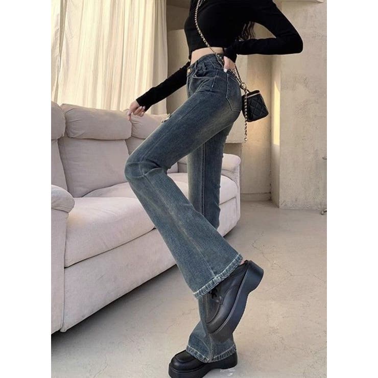 ダメージデニムフレアパンツ/ベルボトム | LETee | 詳細画像3 