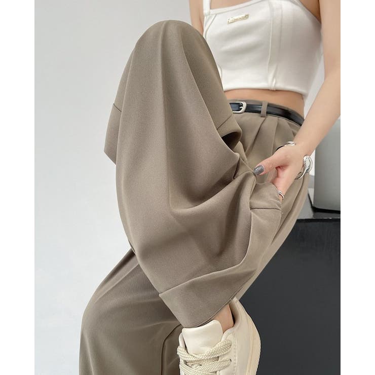 ツータックワイドレッグパンツ/ターンアップボトムス | LETee | 詳細画像4 