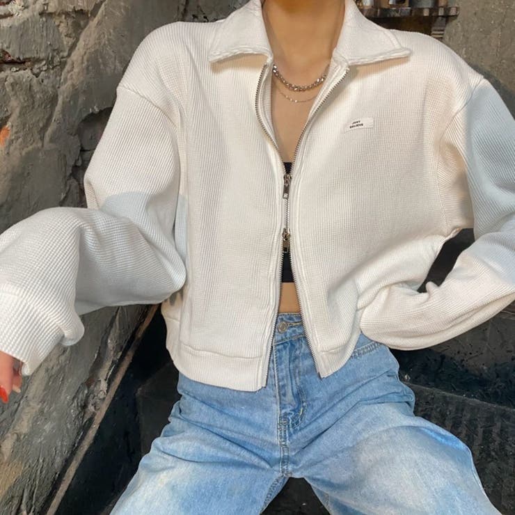 襟付きジップアップトップス/ダブルジップ/カットソージャケット | LETee | 詳細画像11 