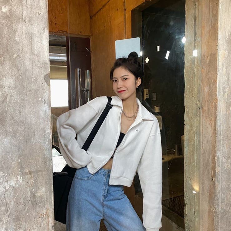 襟付きジップアップトップス/ダブルジップ/カットソージャケット | LETee | 詳細画像12 