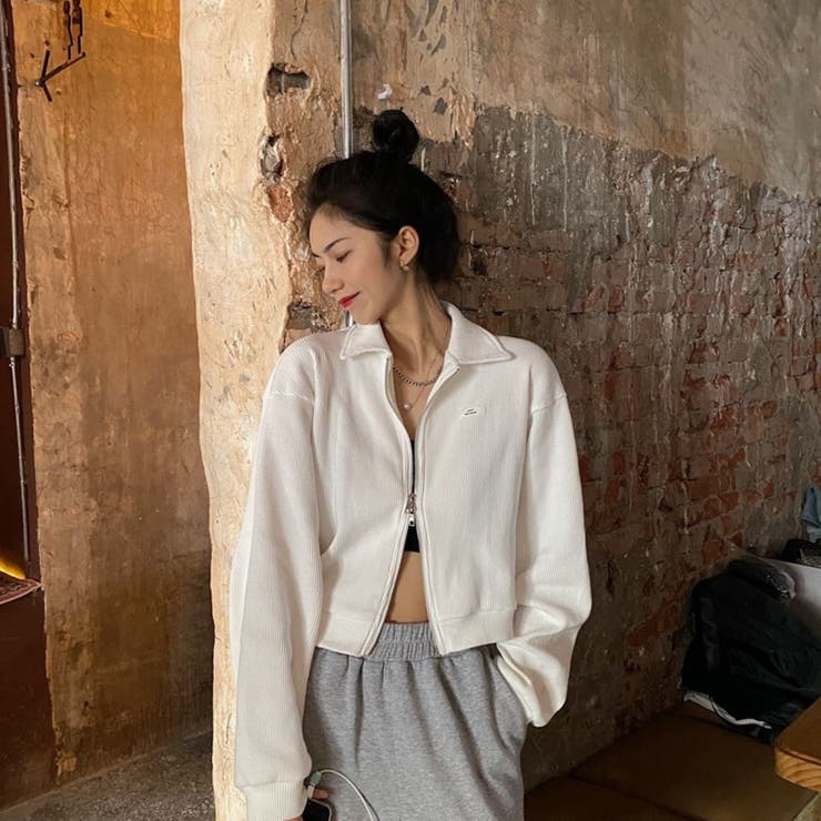 襟付きジップアップトップス/ダブルジップ/カットソージャケット | LETee | 詳細画像13 