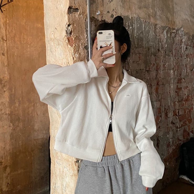 襟付きジップアップトップス/ダブルジップ/カットソージャケット | LETee | 詳細画像14 