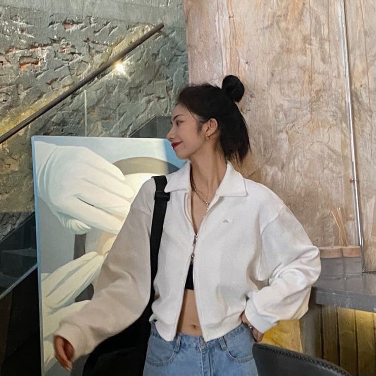 襟付きジップアップトップス/ダブルジップ/カットソージャケット | LETee | 詳細画像16 