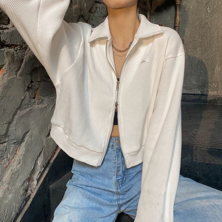 襟付きジップアップトップス/ダブルジップ/カットソージャケット | LETee | 詳細画像18 