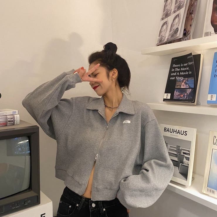 襟付きジップアップトップス/ダブルジップ/カットソージャケット | LETee | 詳細画像3 