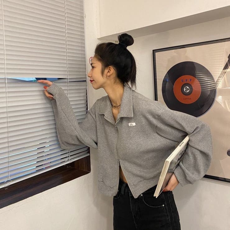 襟付きジップアップトップス/ダブルジップ/カットソージャケット | LETee | 詳細画像9 