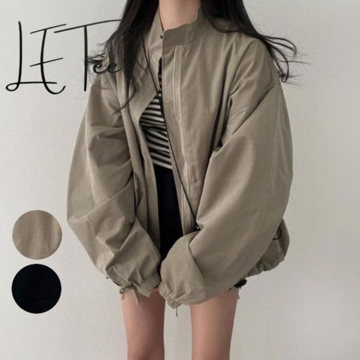 ボリューム袖ジップアップジャケット/スタンドカラー/ドローコード付 | LETee | 詳細画像1 