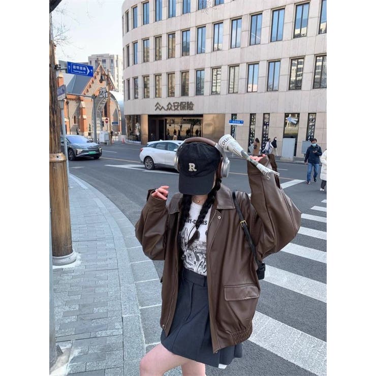 フェイクレザーえり付きジャケット/裾ゴムジップアップジャケット | LETee | 詳細画像11 