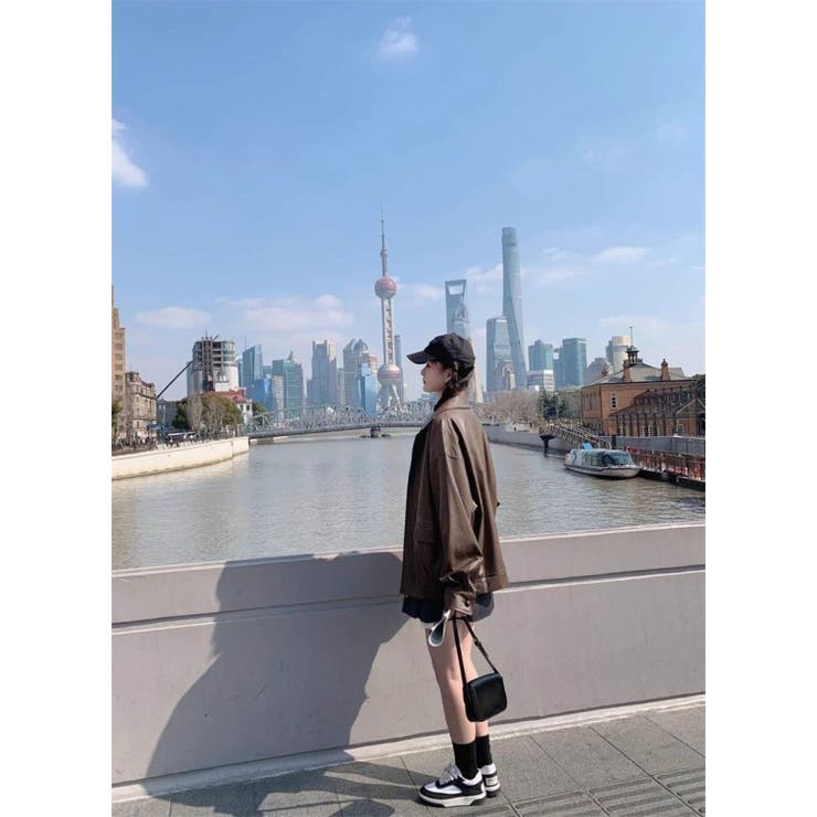 フェイクレザーえり付きジャケット/裾ゴムジップアップジャケット | LETee | 詳細画像14 