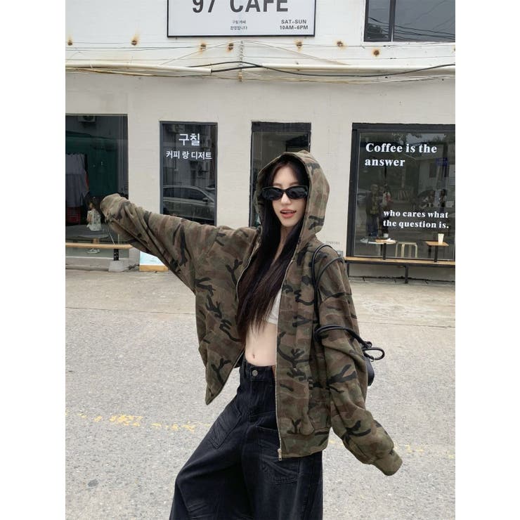 カモフラージュプリントパーカー/ジップアップパーカー | LETee | 詳細画像15 