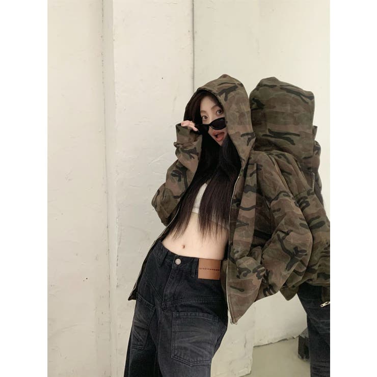 カモフラージュプリントパーカー/ジップアップパーカー | LETee | 詳細画像6 