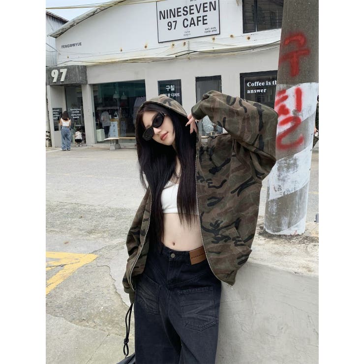 カモフラージュプリントパーカー/ジップアップパーカー | LETee | 詳細画像7 