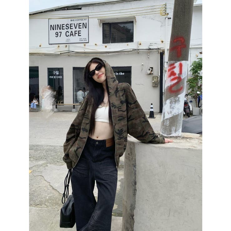 カモフラージュプリントパーカー/ジップアップパーカー | LETee | 詳細画像9 