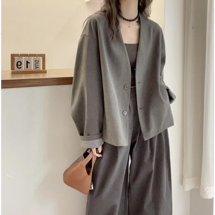 ノーカラージャケット/ドロップショルダー | LETee | 詳細画像4 