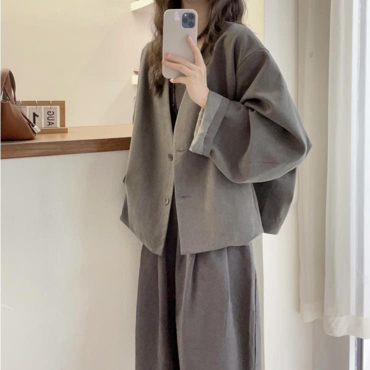 ノーカラージャケット/ドロップショルダー | LETee | 詳細画像6 