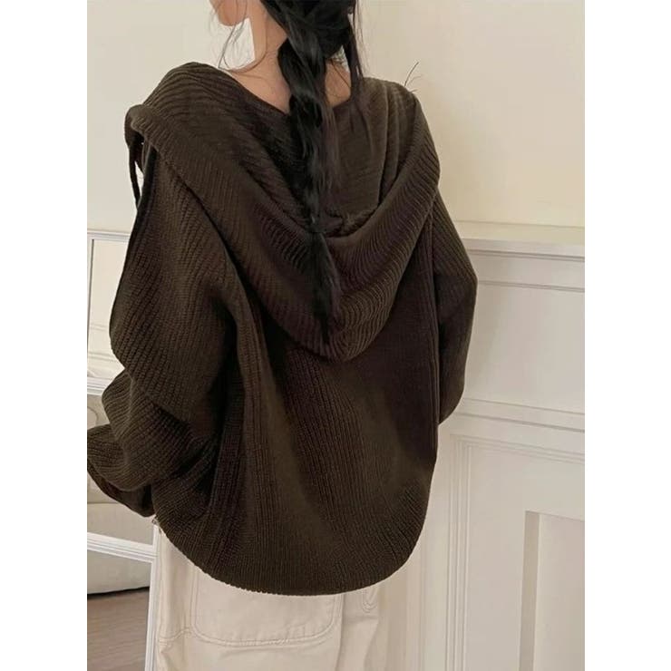 袖ライン片畔ニットジップパーカー | LETee | 詳細画像5 