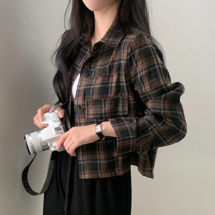 チェック柄クロップドシャツジャケット | LETee | 詳細画像16 