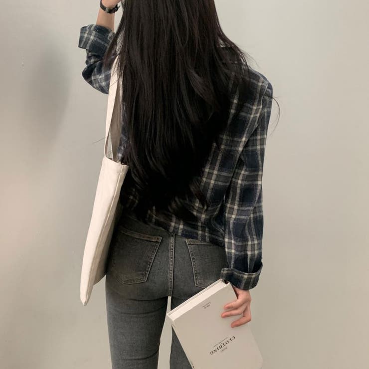 チェック柄クロップドシャツジャケット | LETee | 詳細画像6 