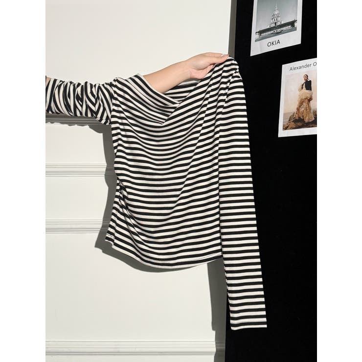 アシンメトリーネックドレープトップス | LETee | 詳細画像6 