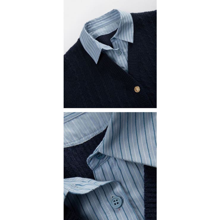 ニットトップス/見せかけえり付き/エンブレム風ワンポイント刺繍 | LETee | 詳細画像16 