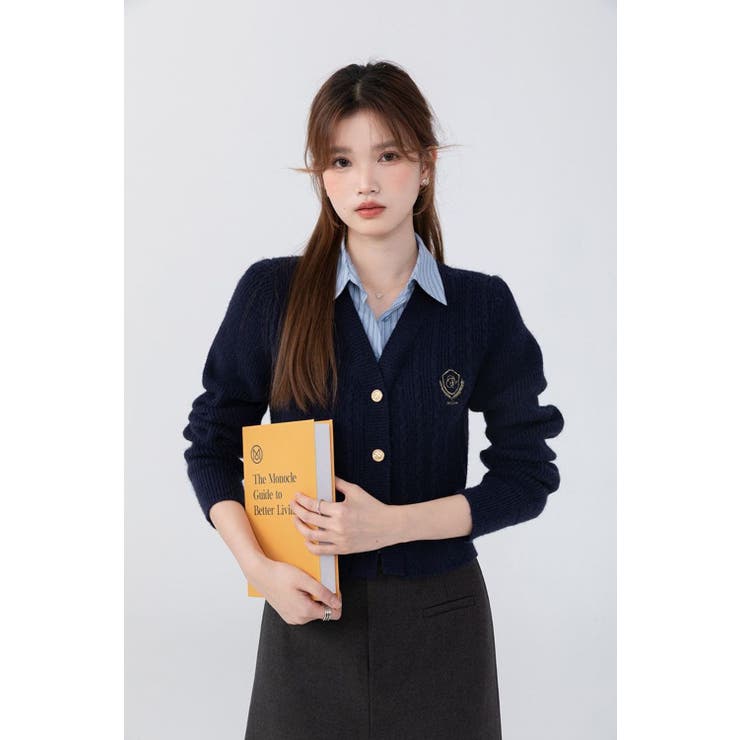 ニットトップス/見せかけえり付き/エンブレム風ワンポイント刺繍 | LETee | 詳細画像6 