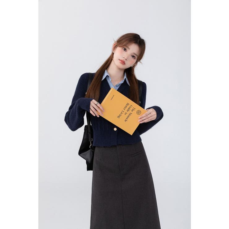 ニットトップス/見せかけえり付き/エンブレム風ワンポイント刺繍 | LETee | 詳細画像7 