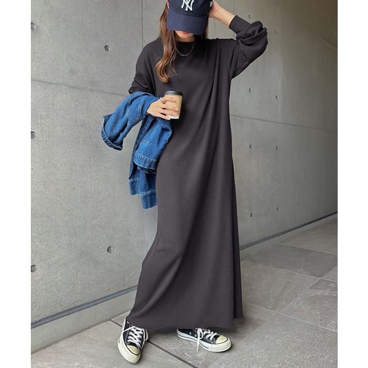 DARK GREY | カットソーロングワンピース/マキシ丈 | LETee
