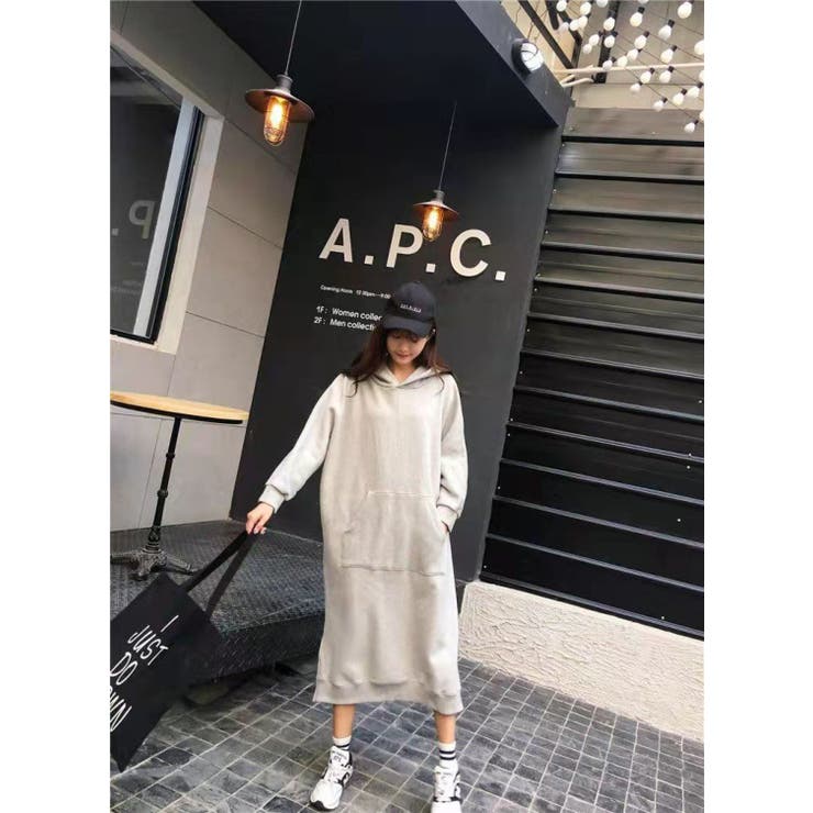 サイドスリットプルパーカーワンピース/カンガルーポケット | LETee | 詳細画像2 