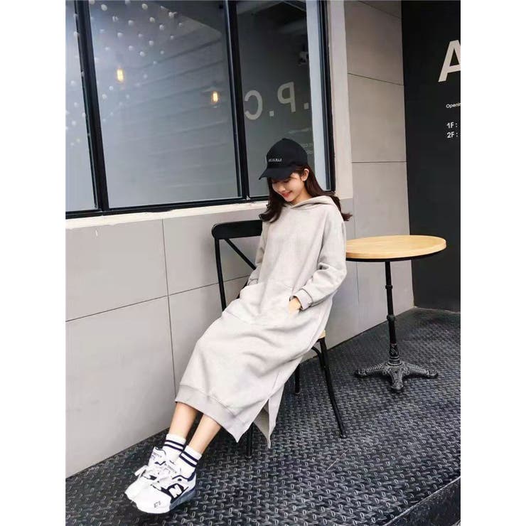 サイドスリットプルパーカーワンピース/カンガルーポケット | LETee | 詳細画像9 