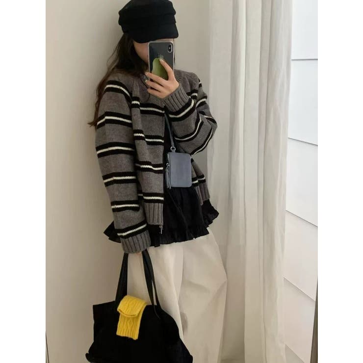 ボーダーニットカーディガン/ダブルジップ | LETee | 詳細画像5 