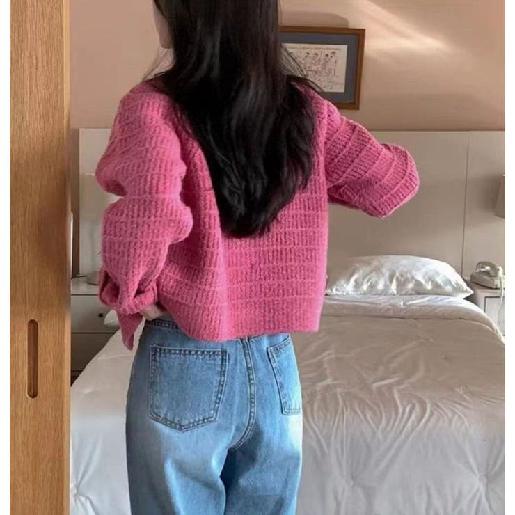 変わり織ニットカーディガン/クルーカーデ/モールヤーン | LETee | 詳細画像3 