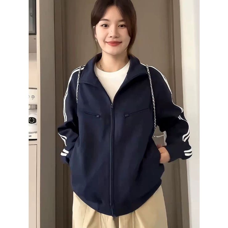 NAVY | 袖ラインジップジャケット/4ポケッツ | LETee