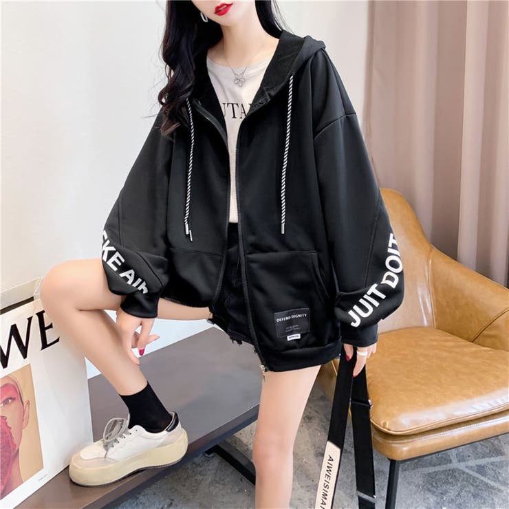 袖ロゴ切替ジップパーカー/ロゴチップ | LETee | 詳細画像10 