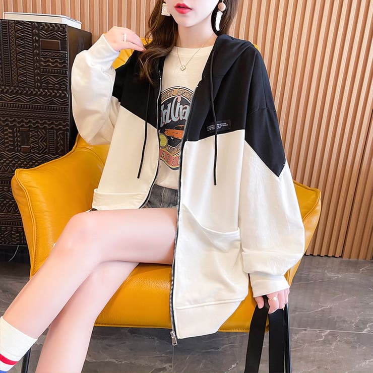 バイカラーパーカージャケット/ジップパーカー | LETee | 詳細画像10 