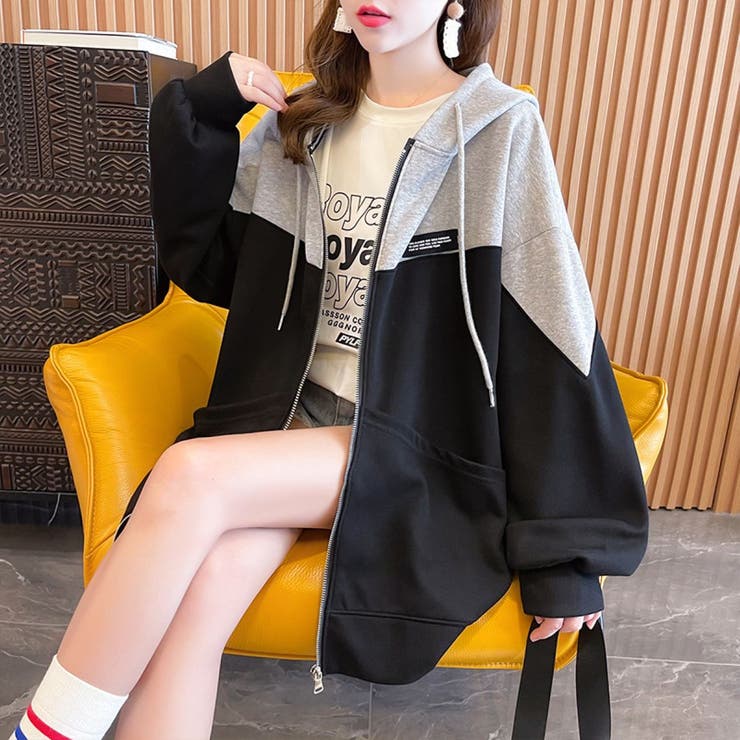 バイカラーパーカージャケット/ジップパーカー | LETee | 詳細画像3 