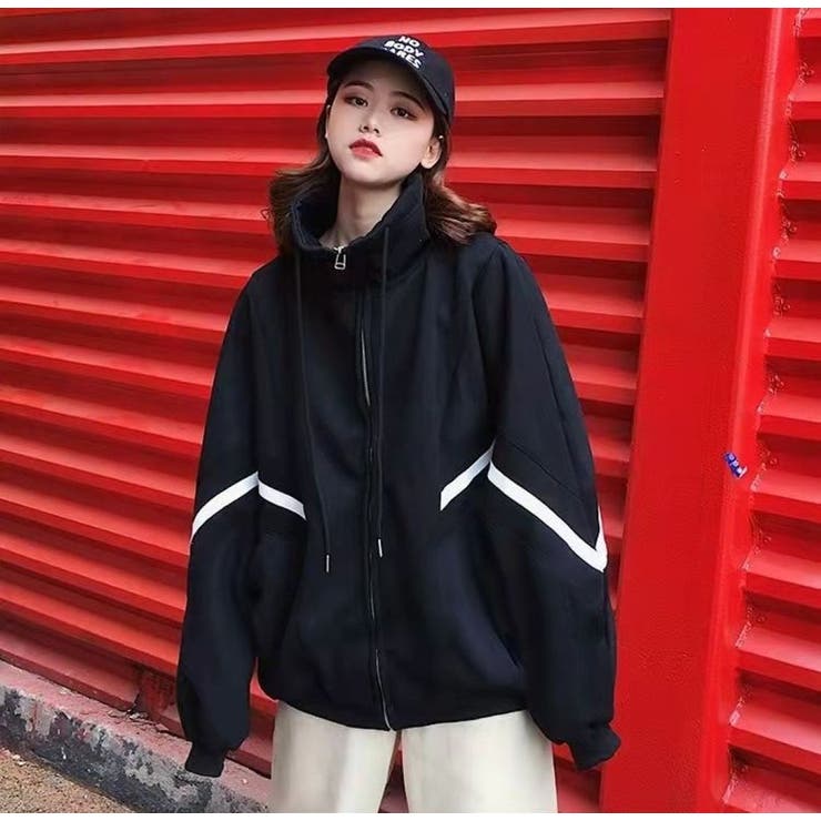 BLACK | ドルマンジップジャケット/ライン入り | LETee