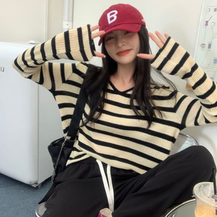 BLACK | ボーダーロンT/カットソー | LETee