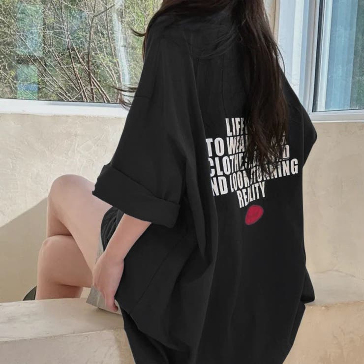 BLACK | バックロゴプリント ビッグTシャツ | LETee